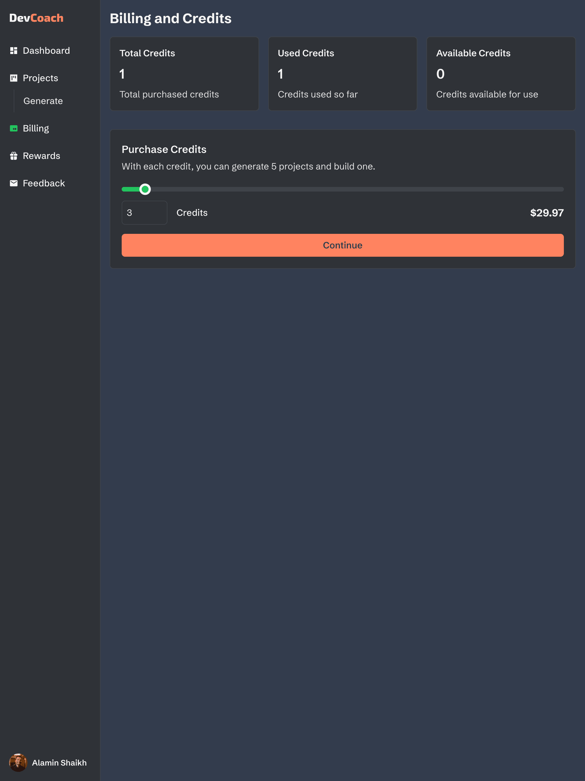 Billing page
