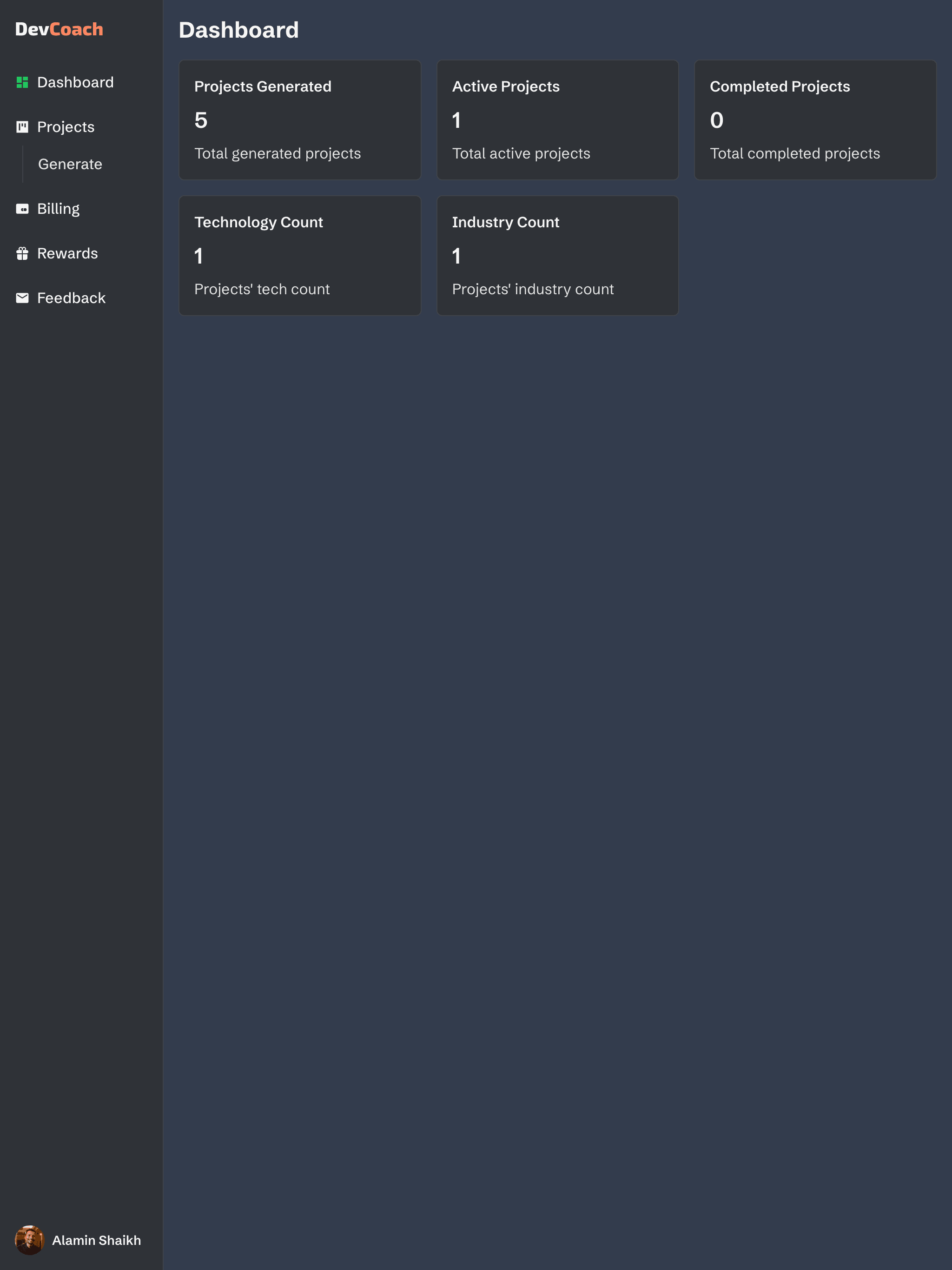 Dashboard page