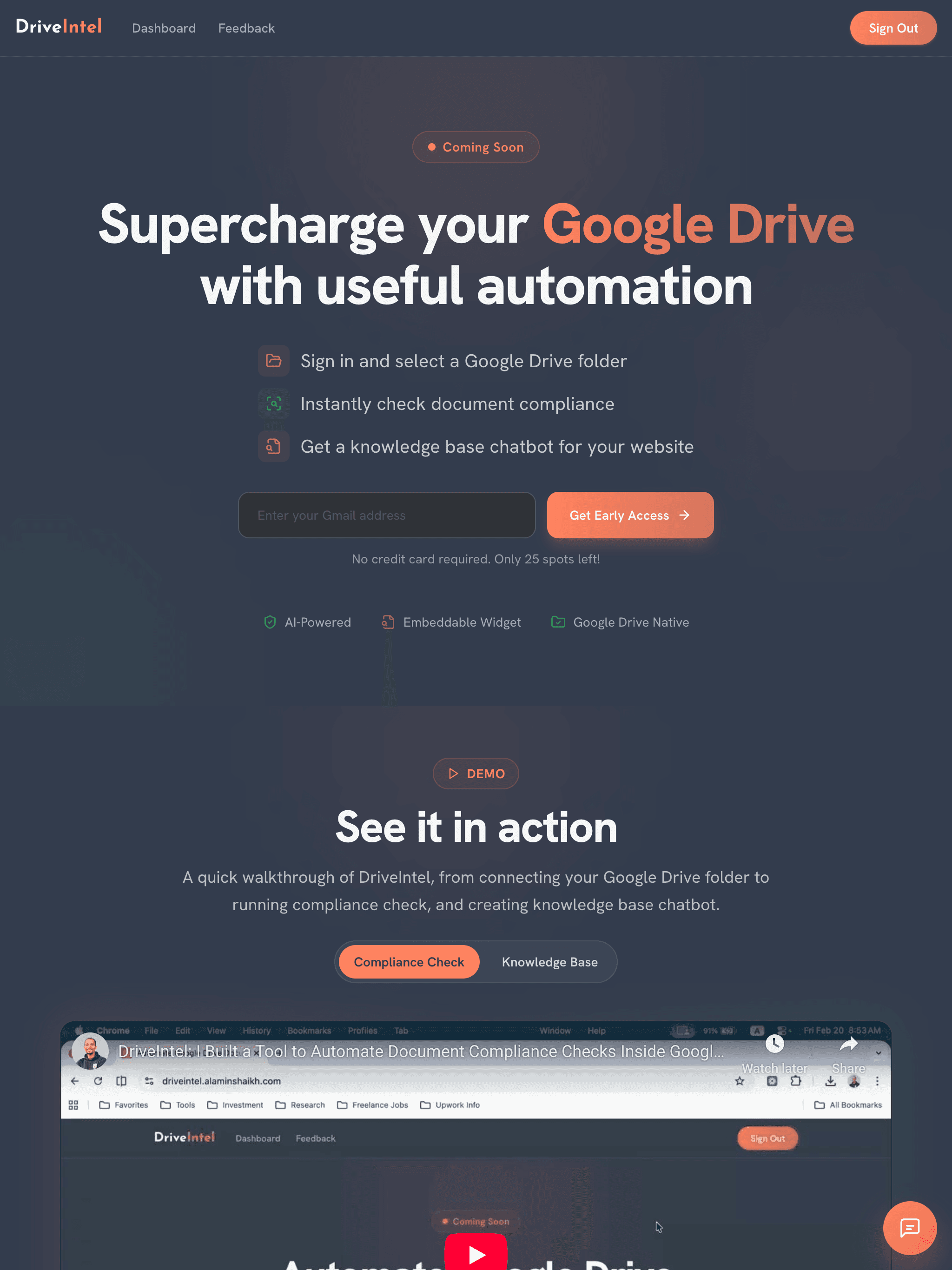 DriveIntel Landing page