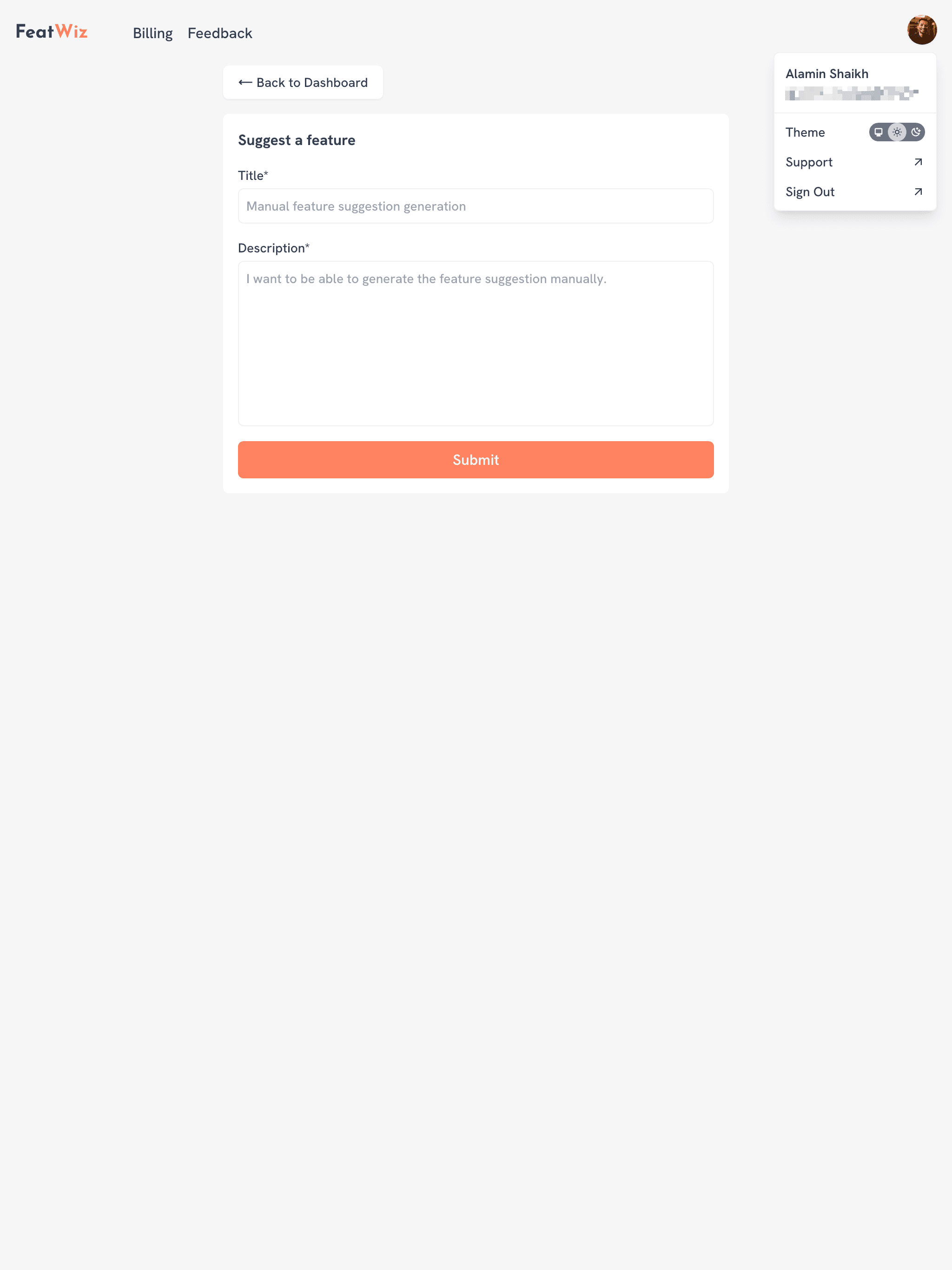 Feedback page