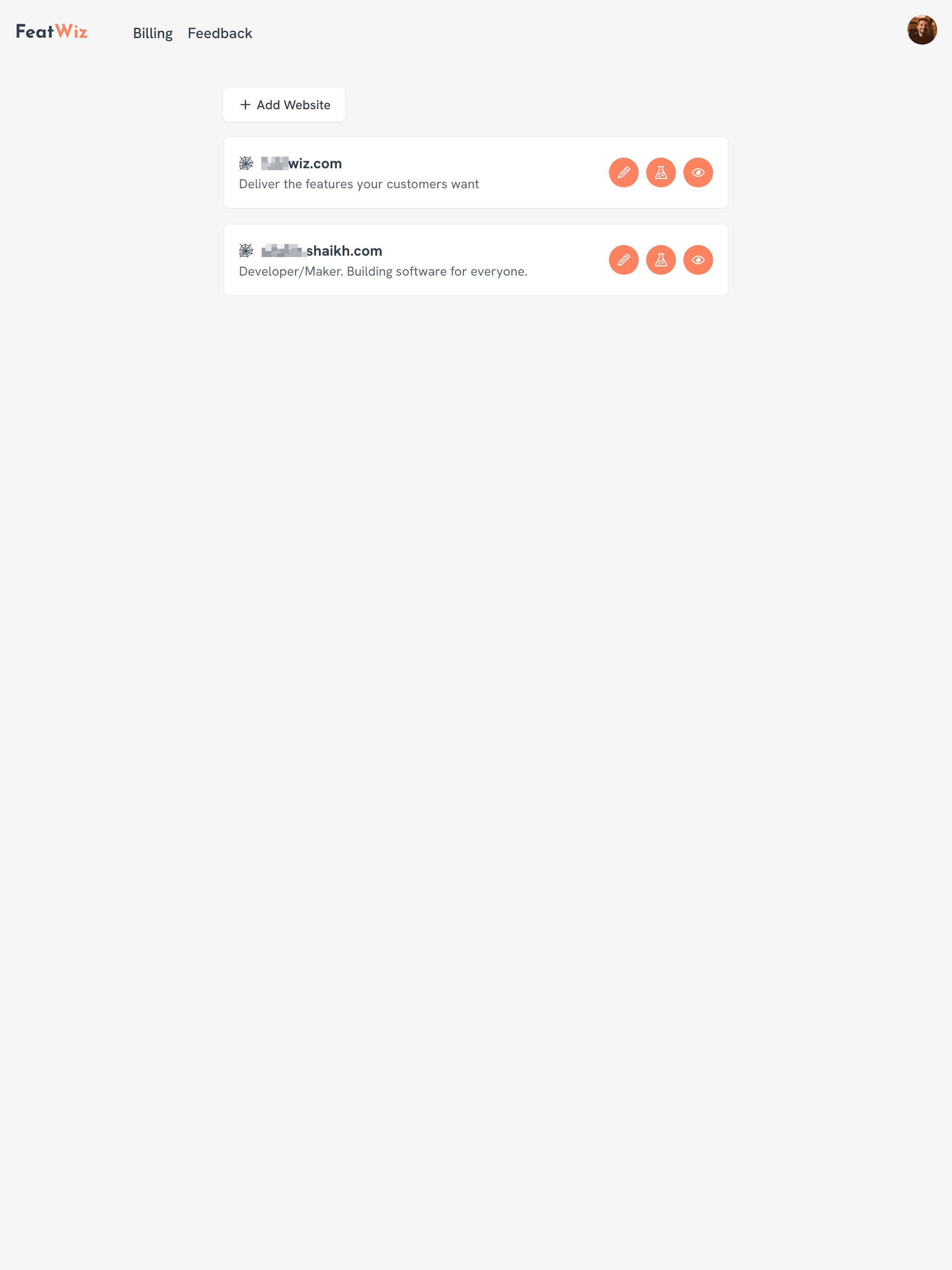 Dashboard page