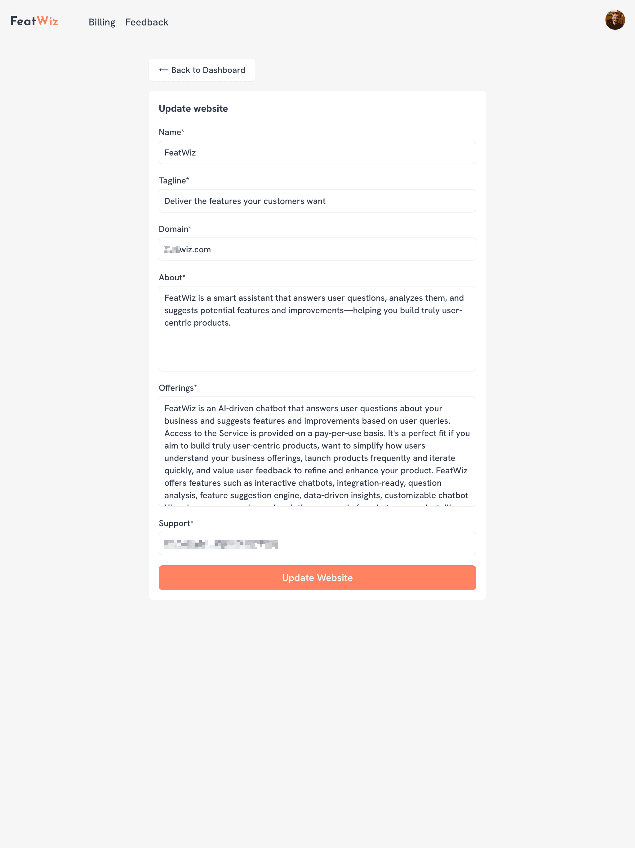 Edit website page