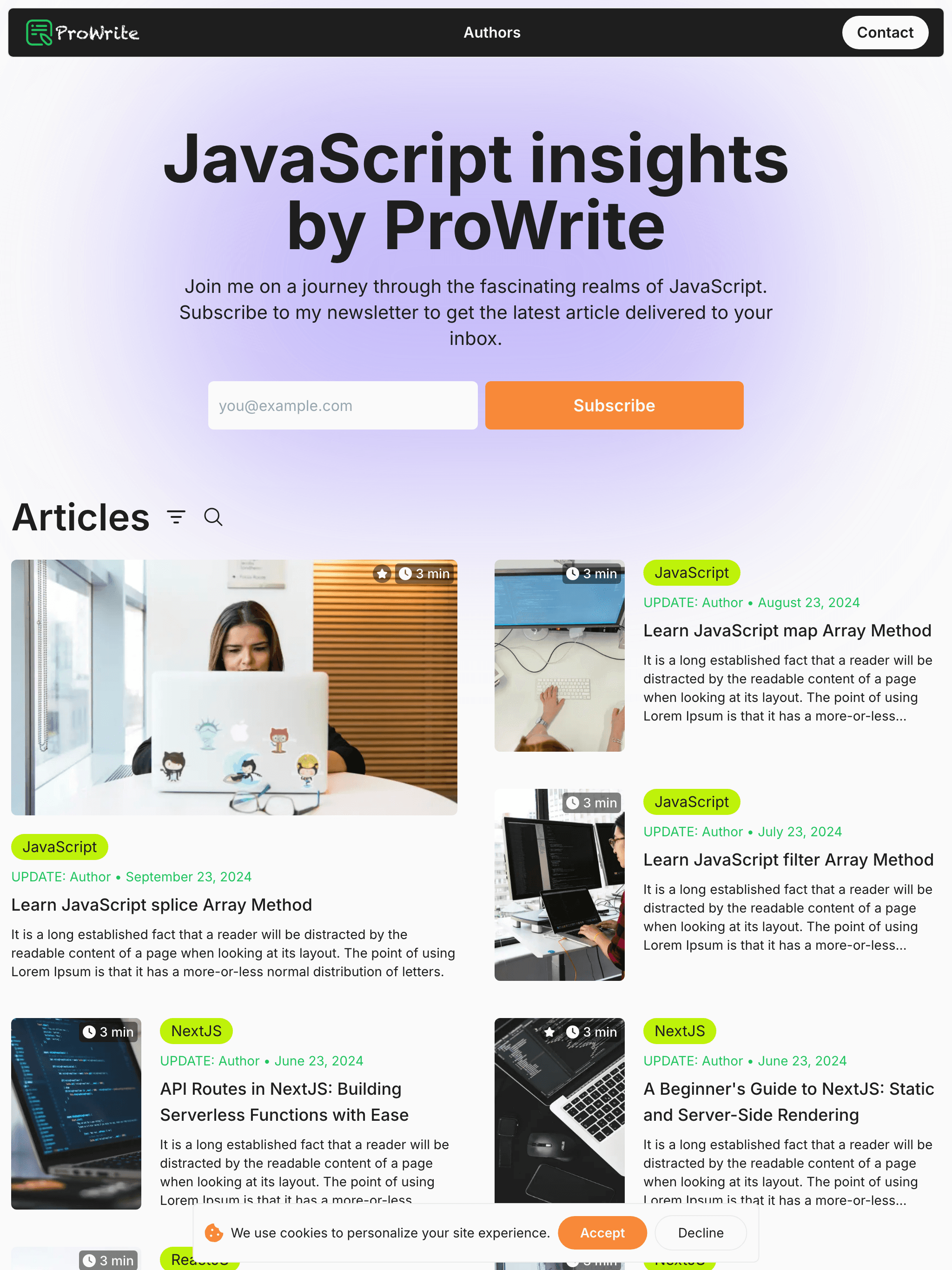 Blog page