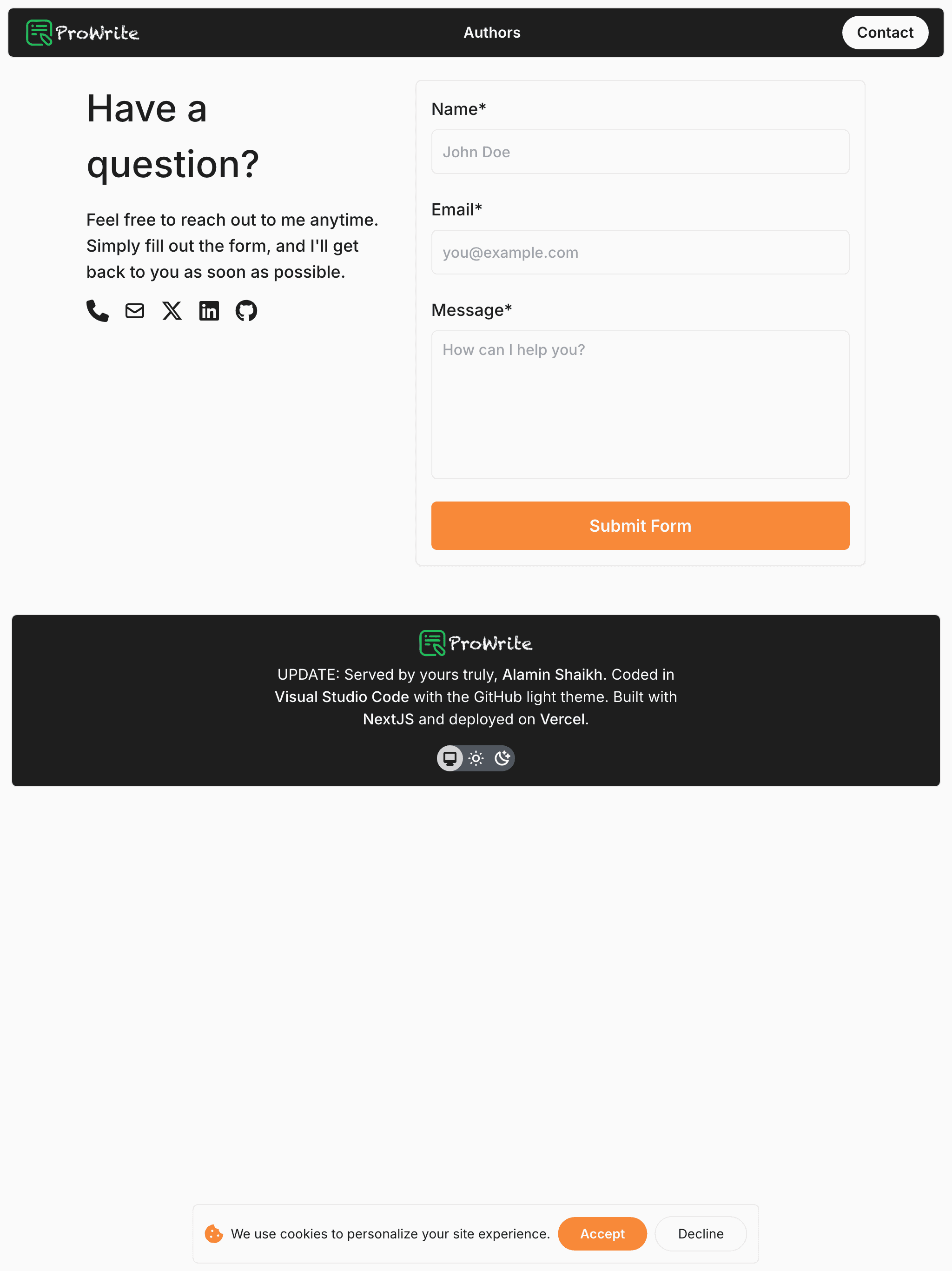 Contact page